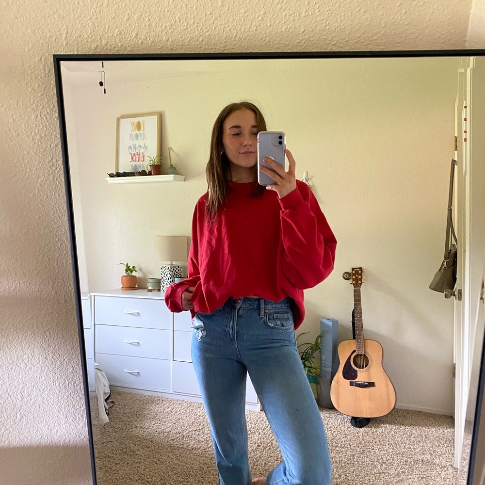 VINTAGE cheetah red crewneck